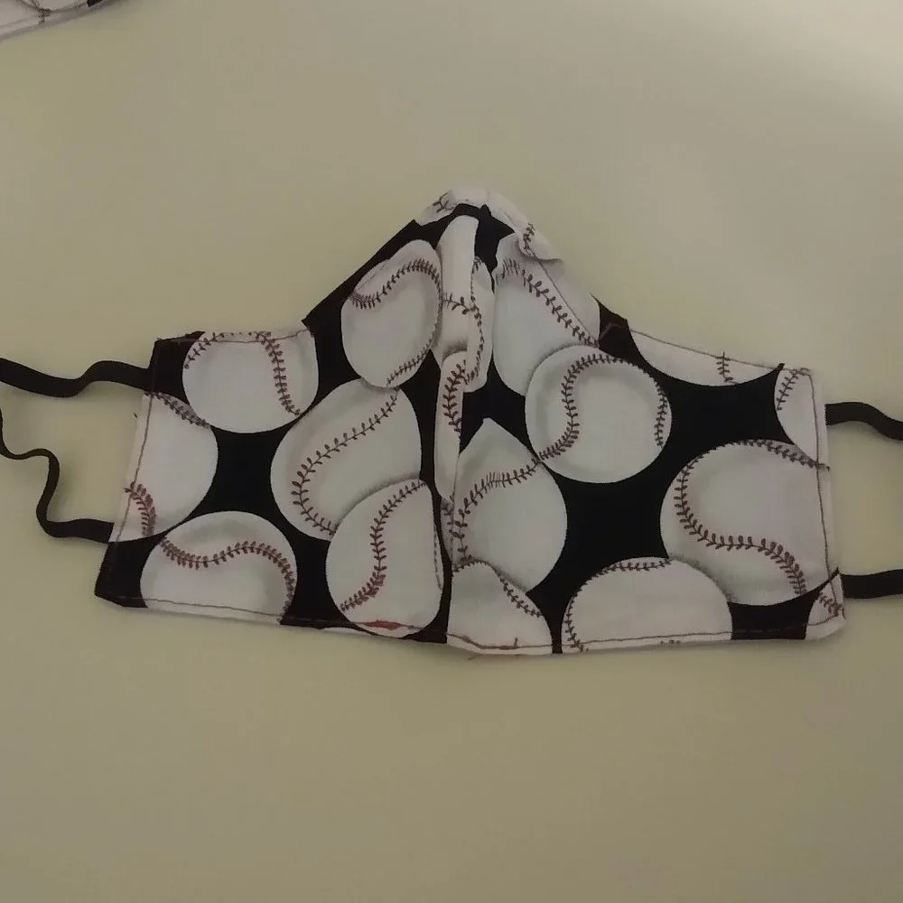 Set of 4 Baseball Patterned Cloth Facial Masks for Kids